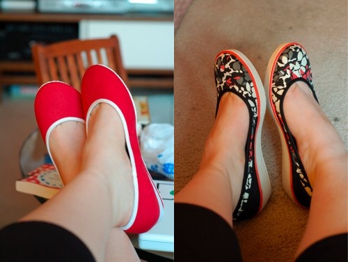 red-and-printed-shoes